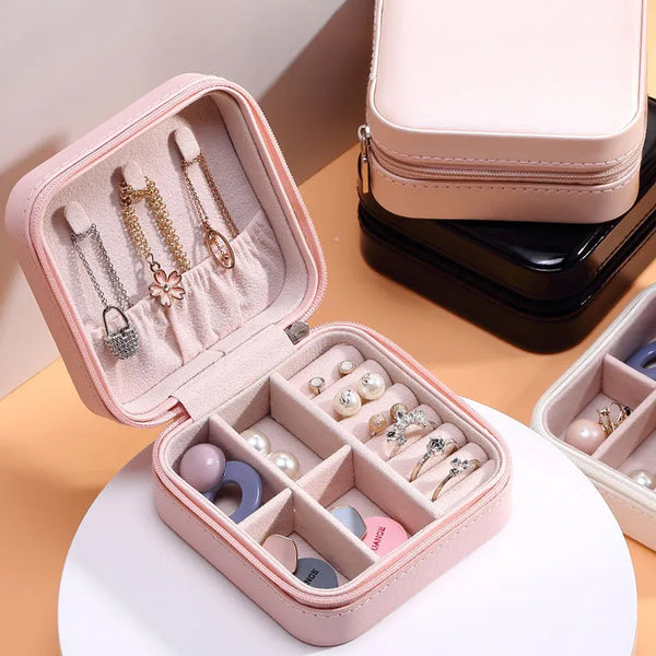 Leather Jewellery Box For Women Mini Portable Jewellery Box Organiser
